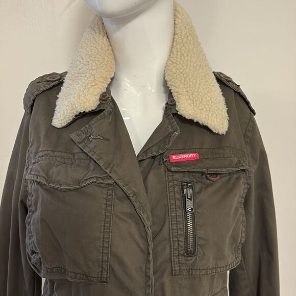 Superdry The Rookie Military Utility Jacket w Shearling Collar British Patches - Picture 2 of 10